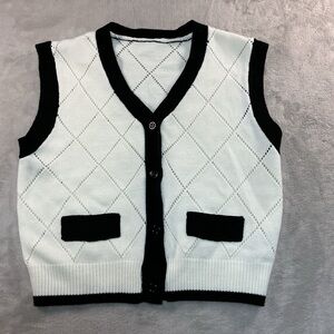 Dazy Small White Black Vest Women's